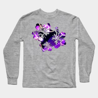 Hibiscus Trio - Purple Long Sleeve T-Shirt